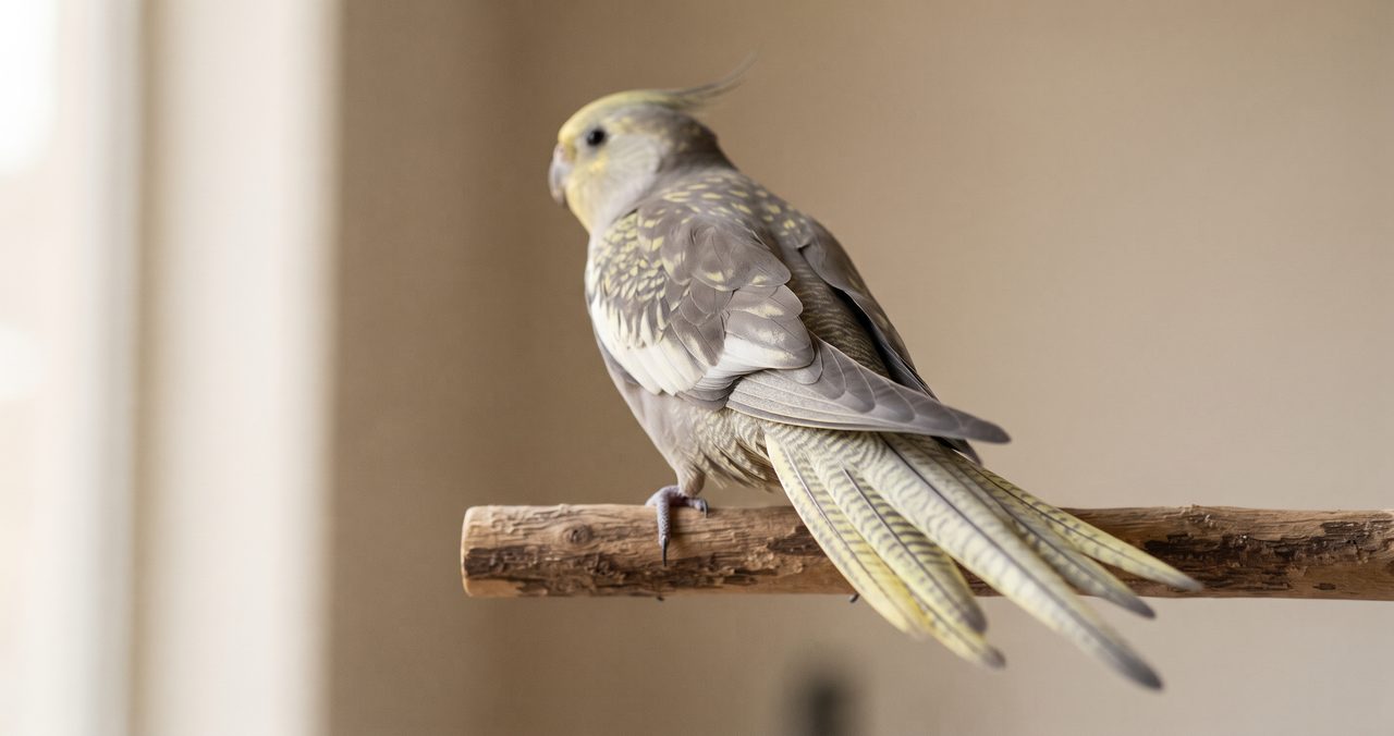 オカメインコの尾羽裏側の横縞模様